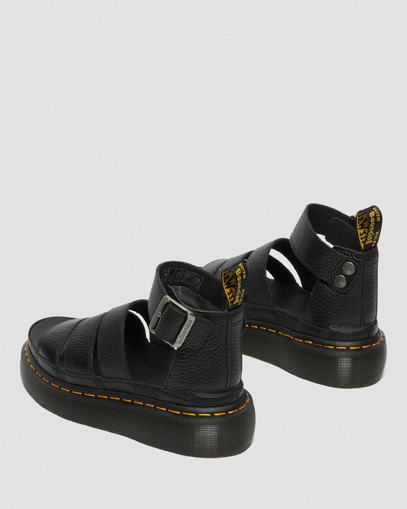 Dr Martens Clarissa II Leren Sandalen Plateauzool Dames Zwart | NL 47KOR